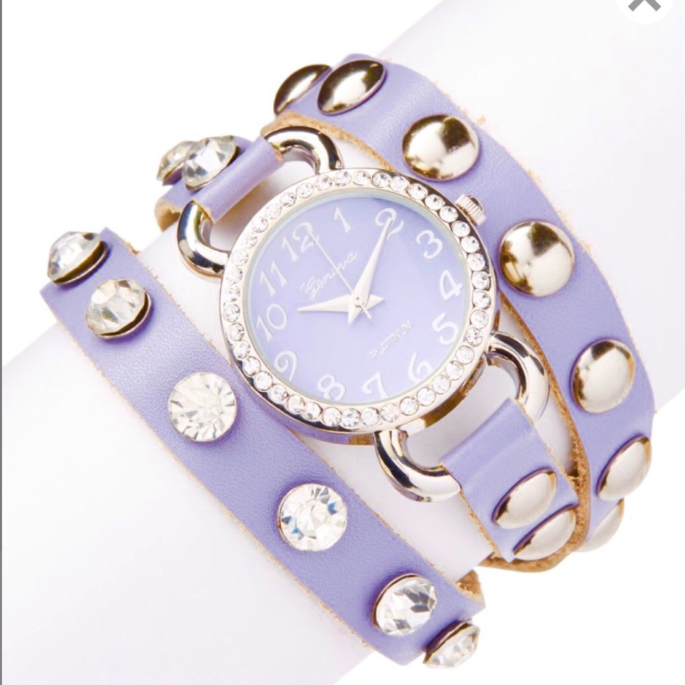 🎉Geneva lavender leather wrap bracelet watch